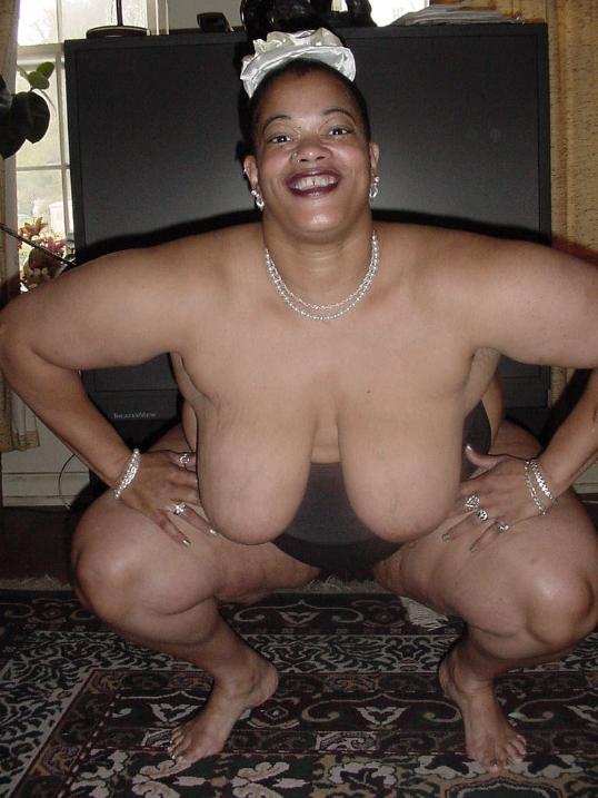 Big Black Fat Mama - Very big black mama shows her fat ass